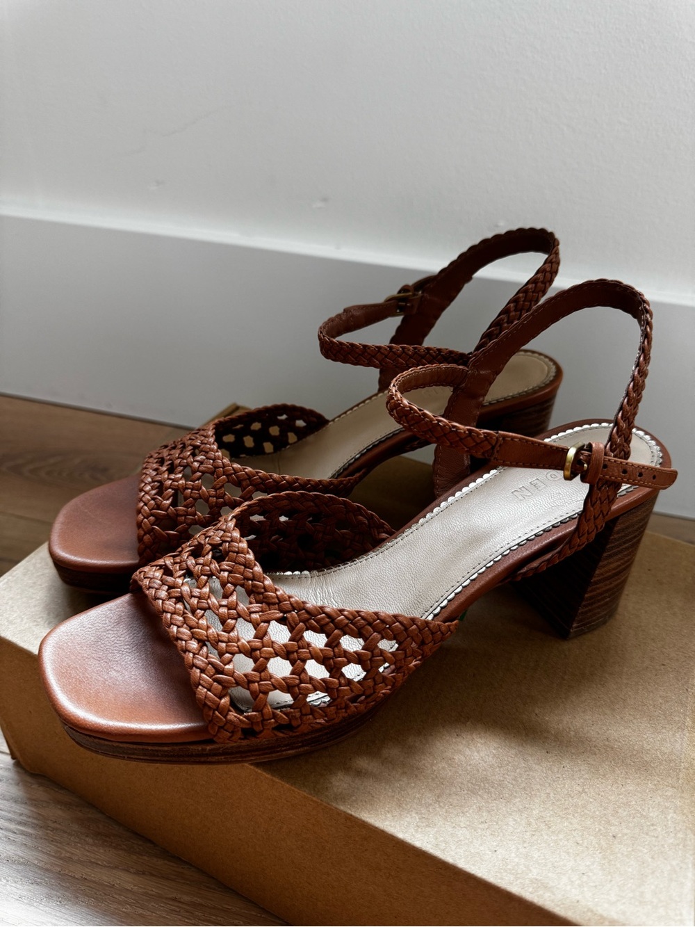 Tan Boden Woven Platform Block Heel Sandals - Women